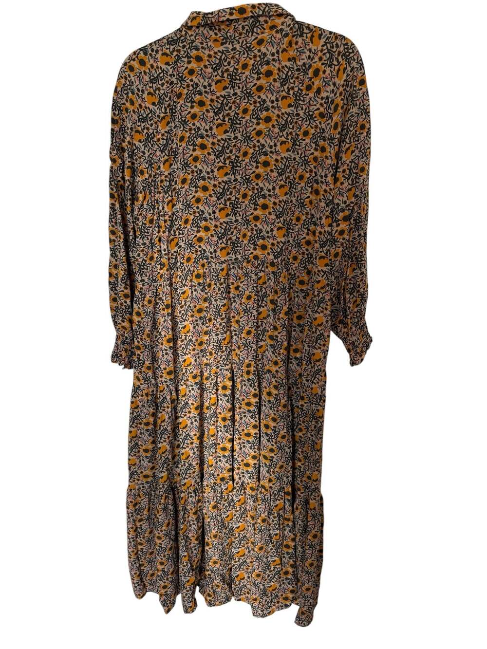 Natural Life Floral Collared Shirt Dress Tiered Midi Size Large - Picture 2 of 9